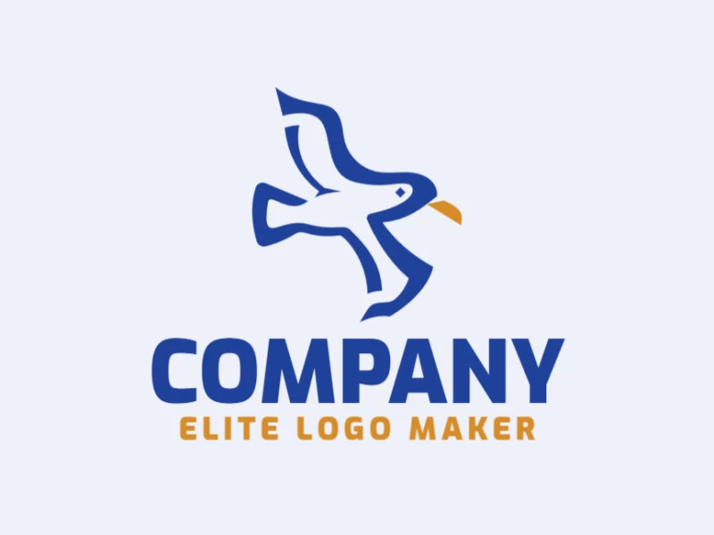 Animal logo in the shape of a flying albatross with yellow and blue colors, this logo is ideal for different types of business.