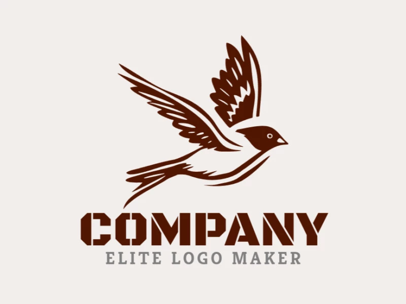 A handcrafted flying bird logo in warm brown tones. A modern symbol of freedom, beauty, and grace.