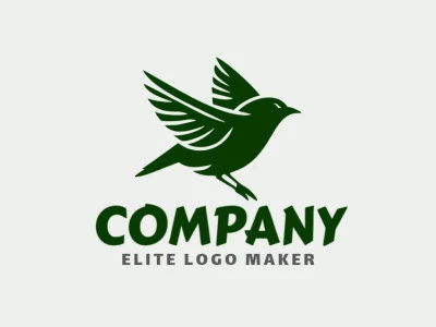 Simple logo composed of abstract shapes forming a flying bird with the color dark green.