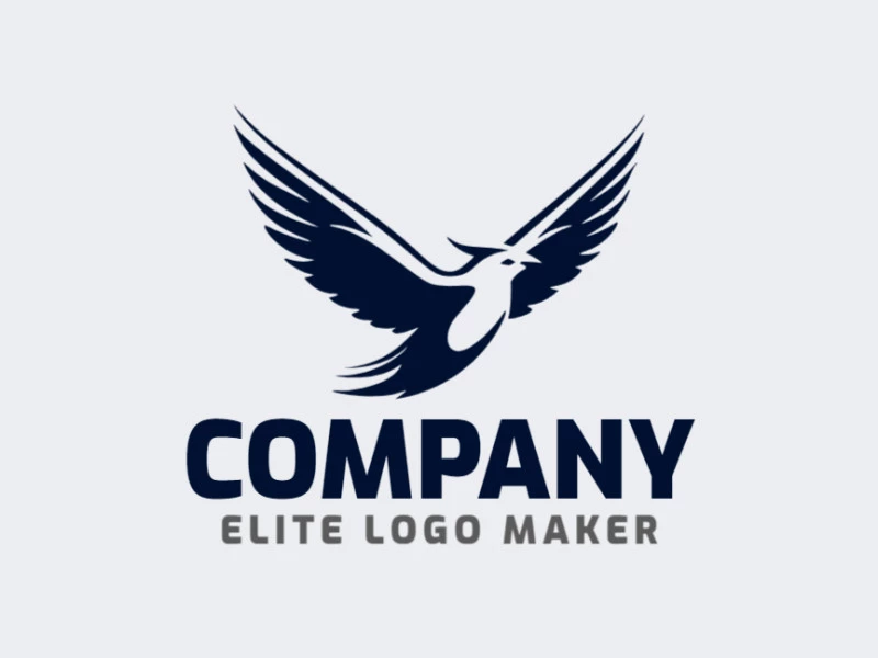 Professional logo in the shape of a flying bird with an abstract style, the color used is black.