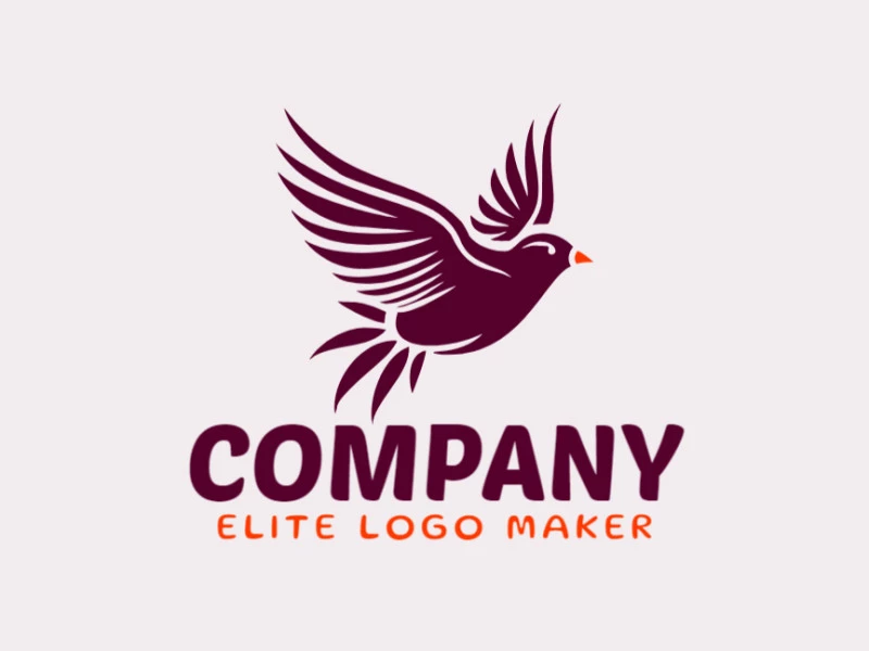 Create your online logo in the shape of a flying bird with customizable colors and simple style.