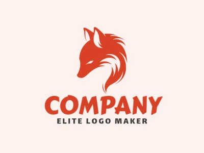 Professional logo in the shape of a fox head with an minimalist style, the color used was orange.