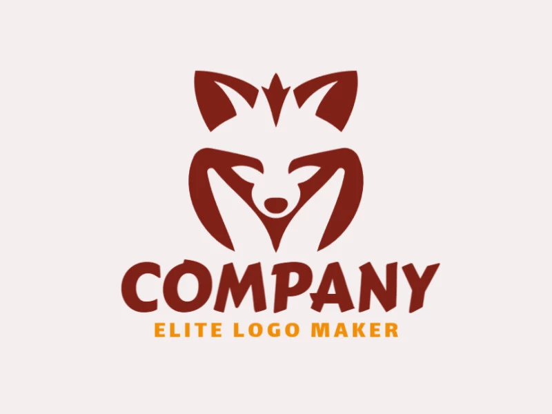 Simple logo composed of abstract shapes forming a fox head with the color brown.