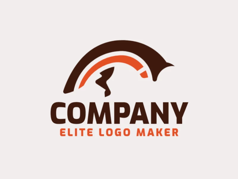 Animal logo in the shape of a fox composed of abstracts shapes with brown and orange colors.