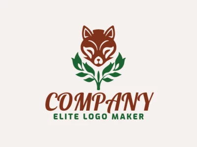 Create a logo for your company in the shape of a fox combined with leaves, with an ornamental style with green and brown colors.