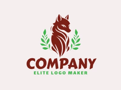 Illustrative logo in the shape of a fox combined with leaves with creative design.