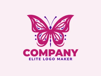 Professional logo in the shape of a fragmentary butterfly with a symmetric style, the colors used were purple and pink.