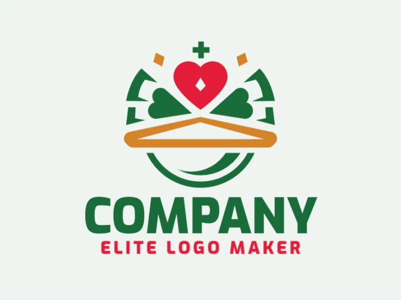 Customizable logo with the shape of a frog combined with a crown made up of a childlike style and red, green, and yellow colors, that logo is ideal for various businesses.