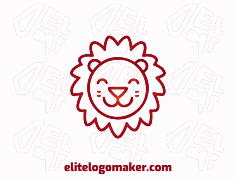 Eye-catching vector logo featuring a fun and cheerful lion in a playful childish style.