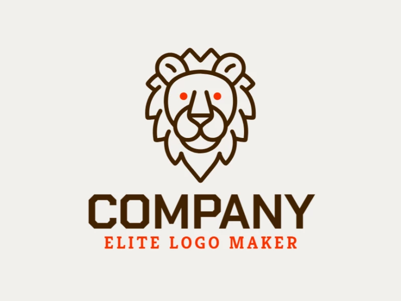 Customizable logo design maker featuring a fun lion head in a monoline style, perfect for sleek and modern logo creations.