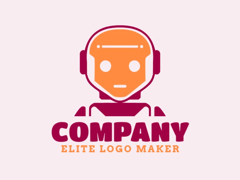 A symmetric logo featuring a sleek robot design in striking orange and dark red, combining innovation and boldness.