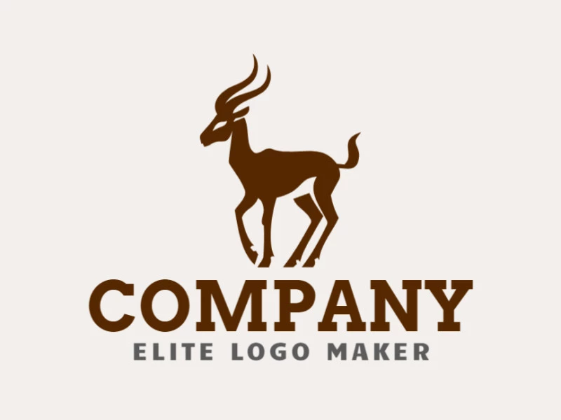 A minimalist gazelle logo design, embodying elegance and grace in a serene brown palette.