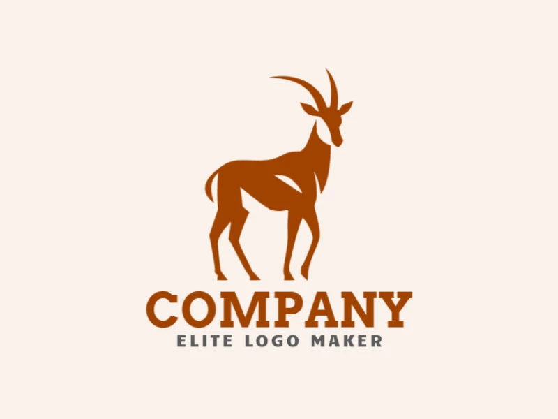 Logo with creative design, forming a gazelle walking with simple style and customizable colors.