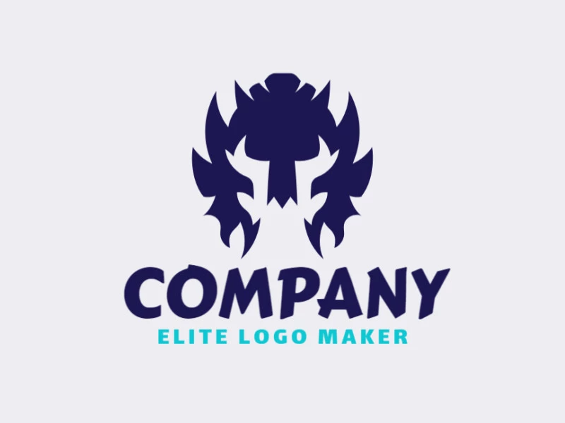 Logo for sale in the shape of a ghost, with abstract design and blue color.