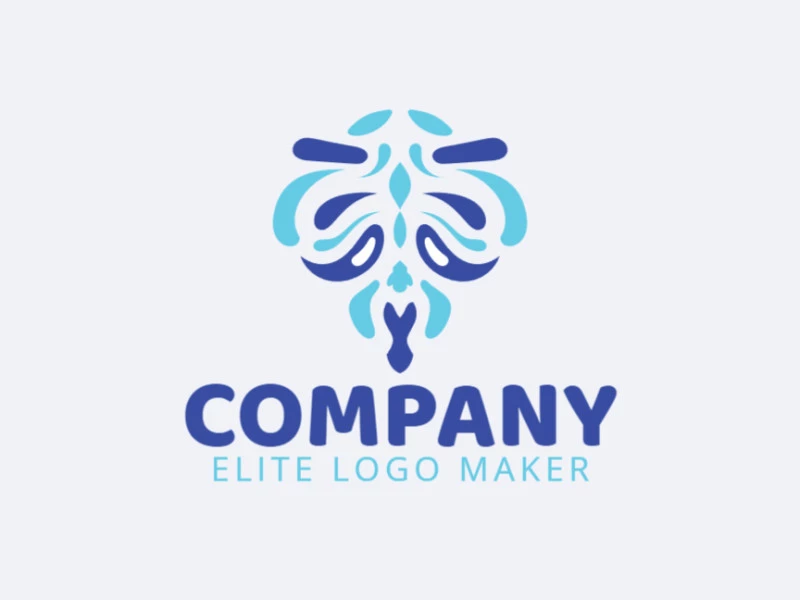 Ornamental logo created with abstract shapes forming a ghost with the color blue.