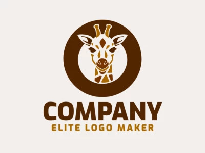 Create a logo for your company in the shape of a giraffe with a circular style with dark yellow and dark brown colors.