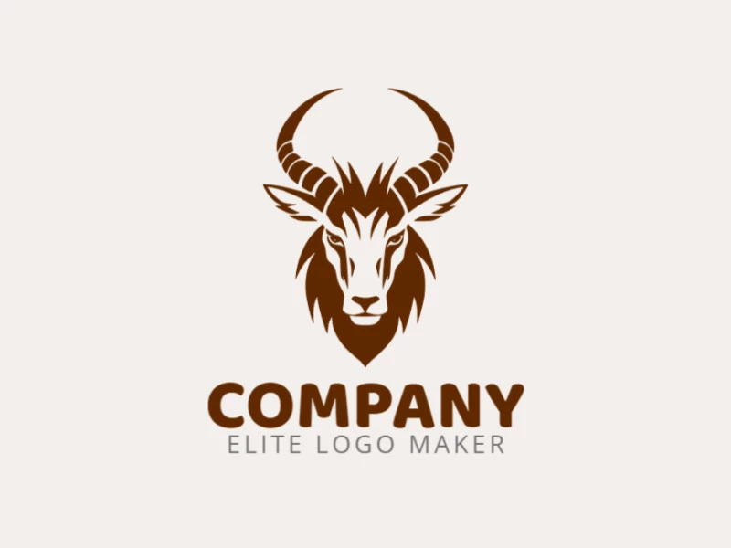 Create your online logo in the shape of a goat with customizable colors and symmetric style.