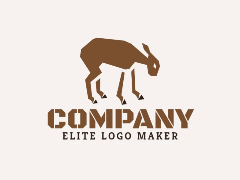 Animal logo with the shape of a goat composed of abstract shapes, the colors used are black and brown.