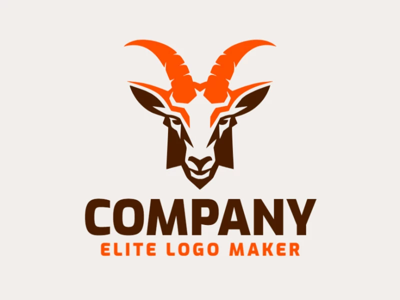 Logo with creative design, forming a goat with symmetric style and customizable colors.