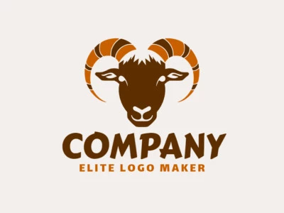 Vector logo in the shape of a goat with creative style with brown and dark brown colors.