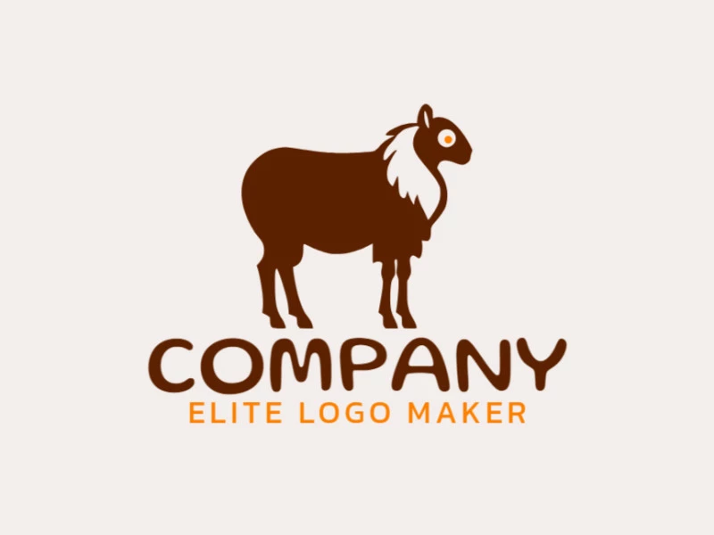 Logo available for sale in the shape of a goat with a simple design with brown and orange colors.