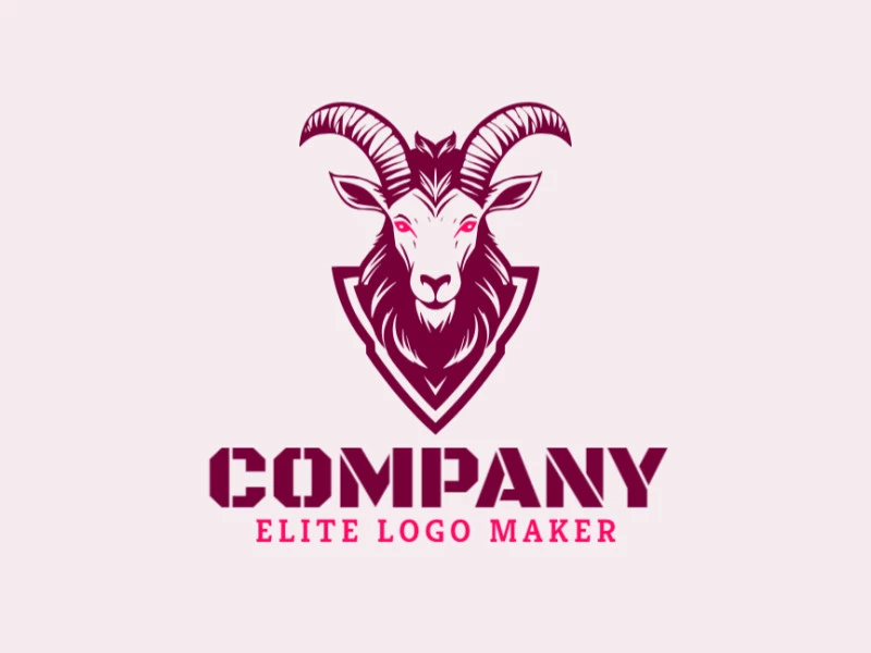 Adaptable logo in the shape of a goat with a mascot style, the colors used were purple and pink.