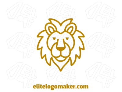 A creative golden lion with a monoline design in a minimalist style, combining elegance and simplicity for a distinctive visual identity.