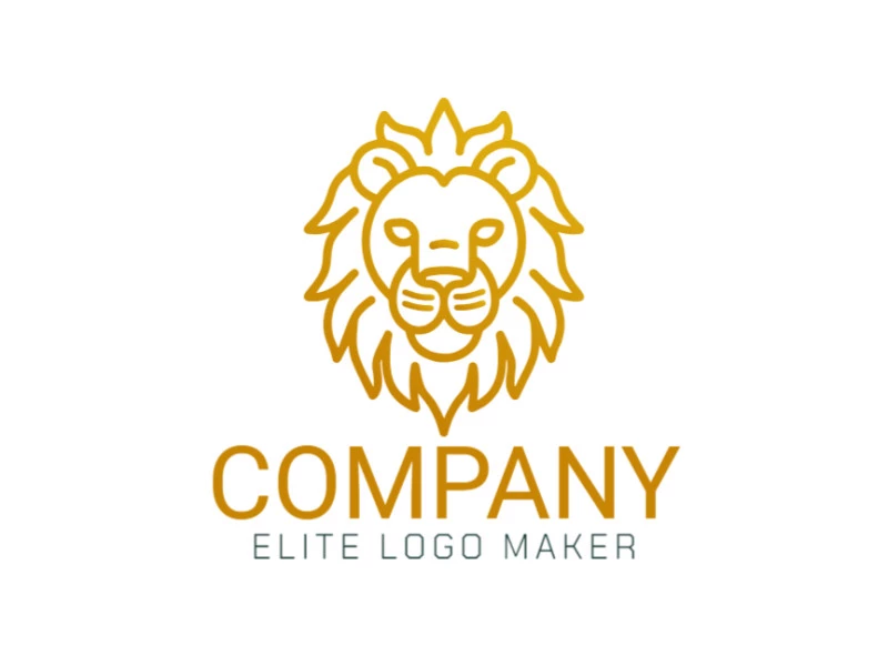 Logo design features a majestic golden lion crafted in a sleek monoline style.