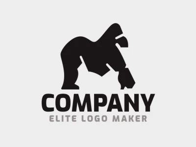 Simple logo design in the shape of a gorilla with minimalist design and black color.