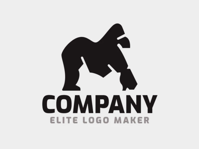 Simple logo design in the shape of a gorilla with minimalist design and black color.