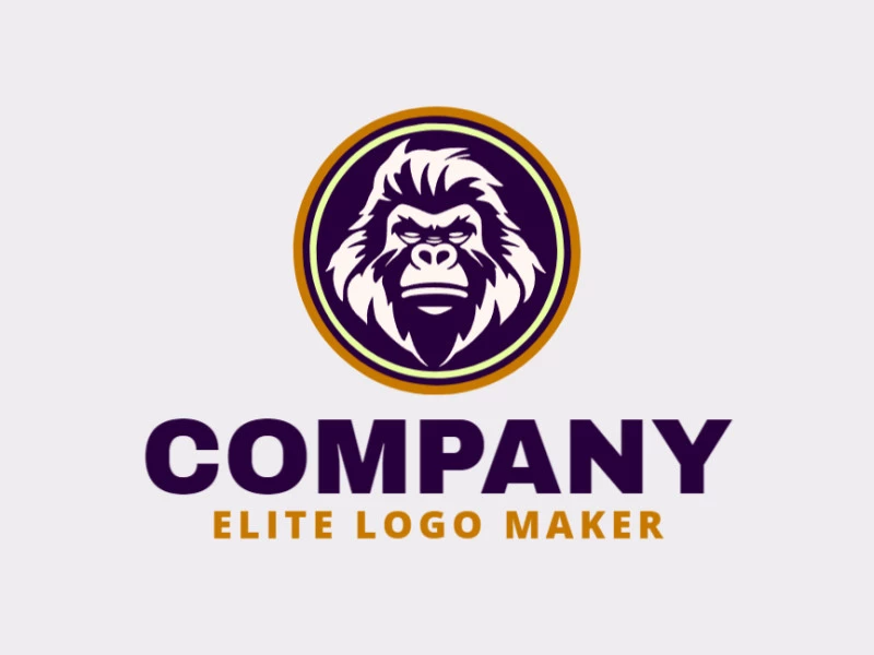 This logo features a unique abstract gorilla design with a color scheme of green, brown, black, and beige. Perfect for any jungle-themed brand.