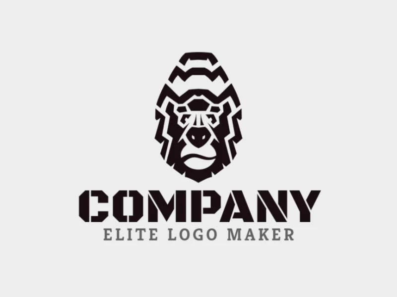 Logo design available in the form of a gorilla head with symmetry style and black color.