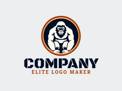 Portraying strength and balance, this symmetric logo features a majestic gorilla in vibrant shades of orange, red, black, and beige.