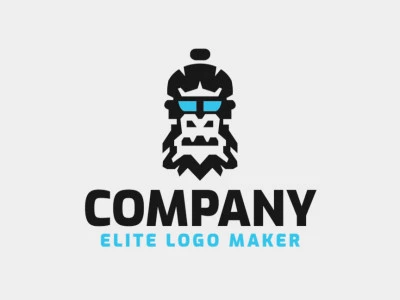 Symmetry logo with solid shapes forming a gorilla head with a refined design, the colors used are black and blue.