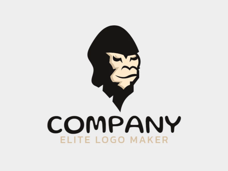 Animal logo with a refined design forming a gorilla head with black and yellow colors.