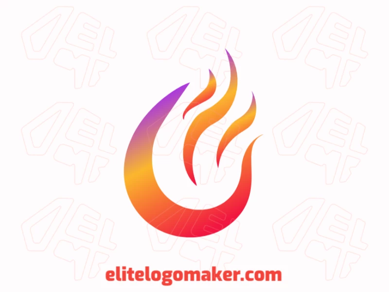 Logo template featuring an abstract fireball in a gradient style, designed as a bold vector graphic.