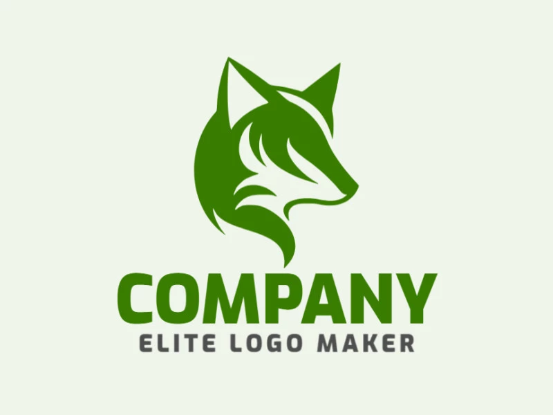 Minimalist logo in the shape of a green fox with creative design.