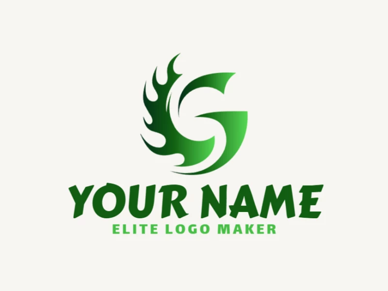 An abstract logo featuring a green letter 'G' designed to resemble dragon wings, blending creativity and dynamic style in a unique design.