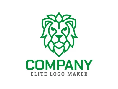 Logo design features a green lion in monoline style, creating a powerful brand statement with clean, elegant lines.