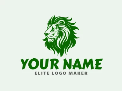 An abstract logo featuring a green lion head, designed to be appropriate and bold, perfect for a quick logo maker with a modern aesthetic.