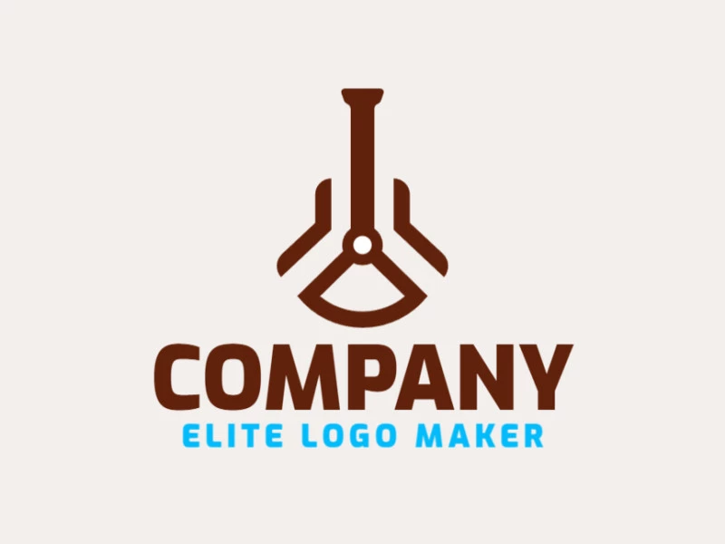 Minimalist logo with solid shapes forming a guitar combined with a flask with a refined design and brown color.