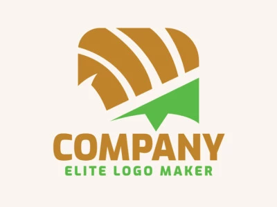 Double meaning logo with the shape of a hat cook combined with a chat box with brown and green colors.