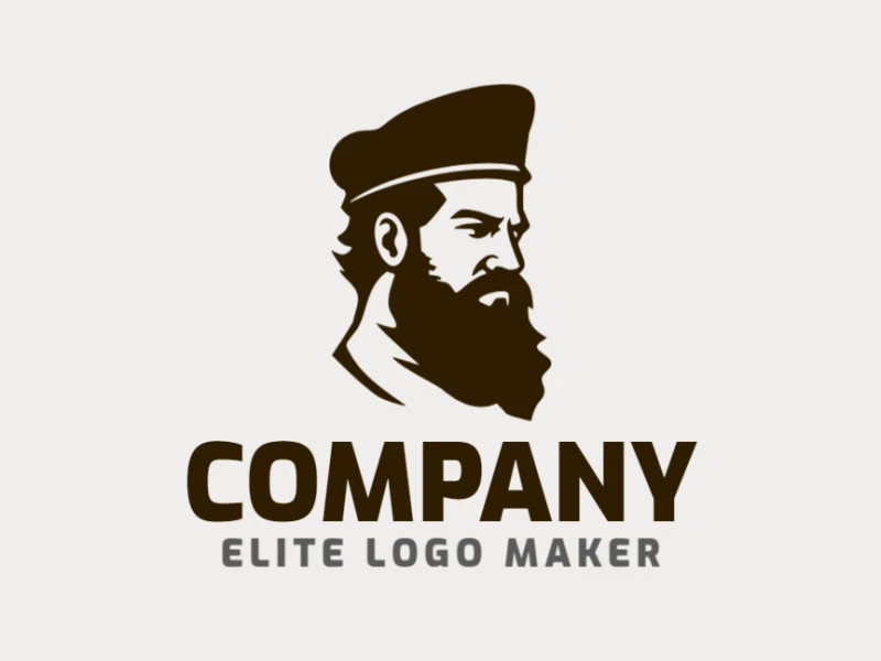 Create your logo in the shape of a man's head with an abstract style and dark brown color.