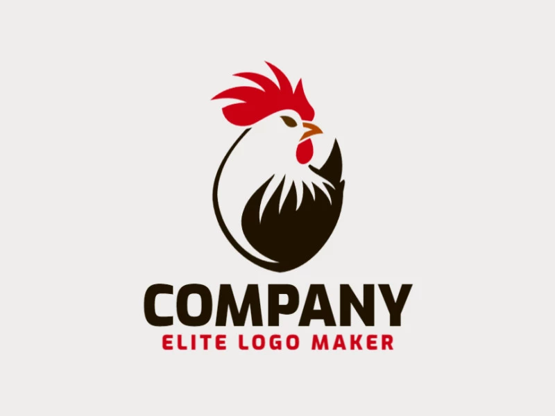 A minimalist logo depicting a hen, with a color palette of orange, red, and black, offering a sleek and modern representation.