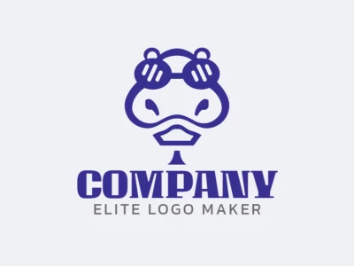 Symmetry logo with the shape of a hippo combined with a club with blue color.