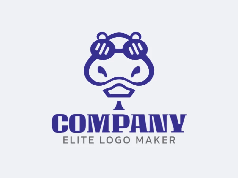 Symmetry logo with the shape of a hippo combined with a club with blue color.