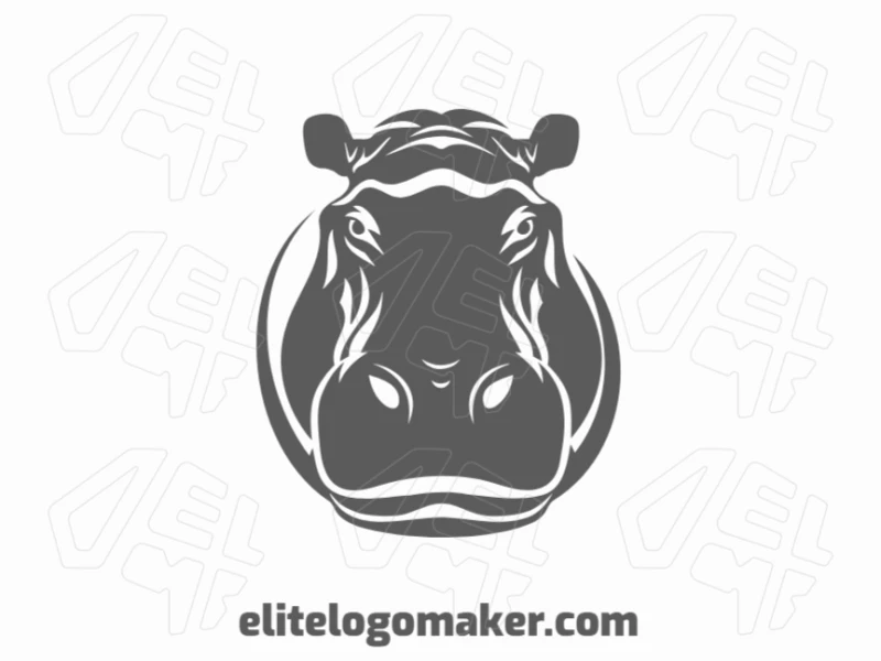 Creative vector logo design featuring a hippo head, crafted with bold lines and dynamic details for a unique and striking visual identity.