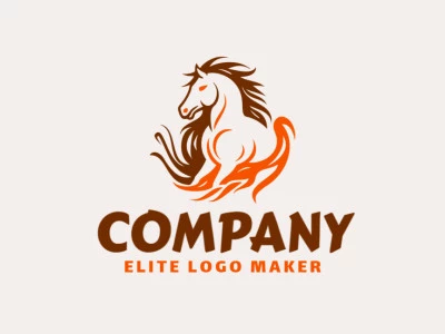 The logo template for sale is in the shape of a horse, the colors used were brown and orange.