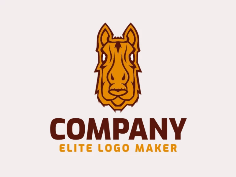 Abstract logo with solid shapes forming a horse head with a refined design, the colors used are yellow and brown.