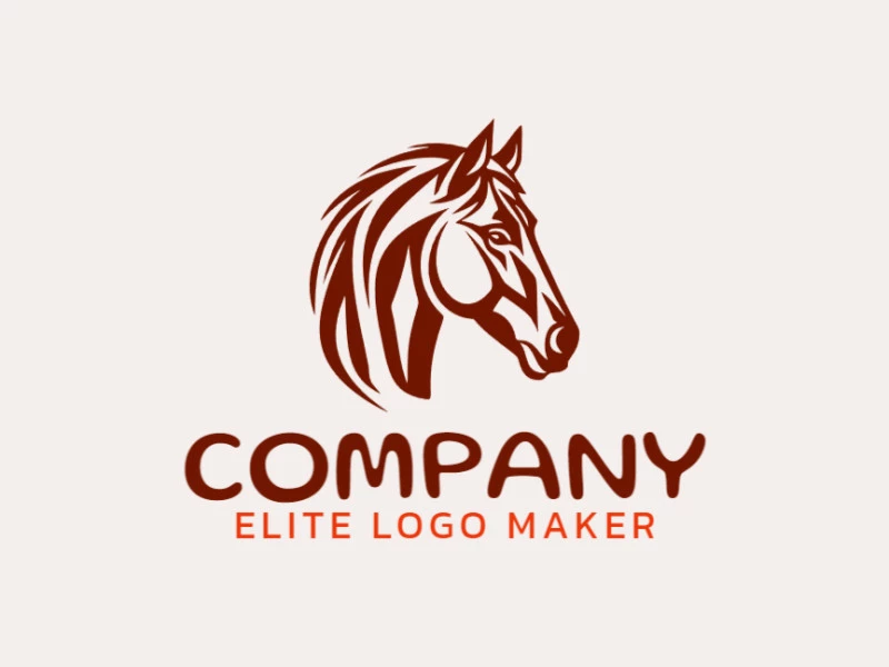 Logo template for sale in the shape of a horse head, the color used was dark brown.